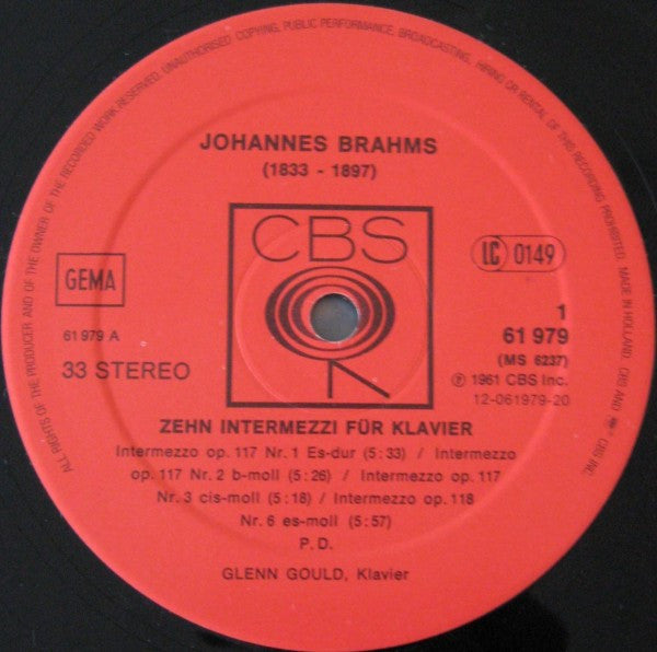 Johannes Brahms - Glenn Gould - Zehn Intermezzi Für Klavier (LP)