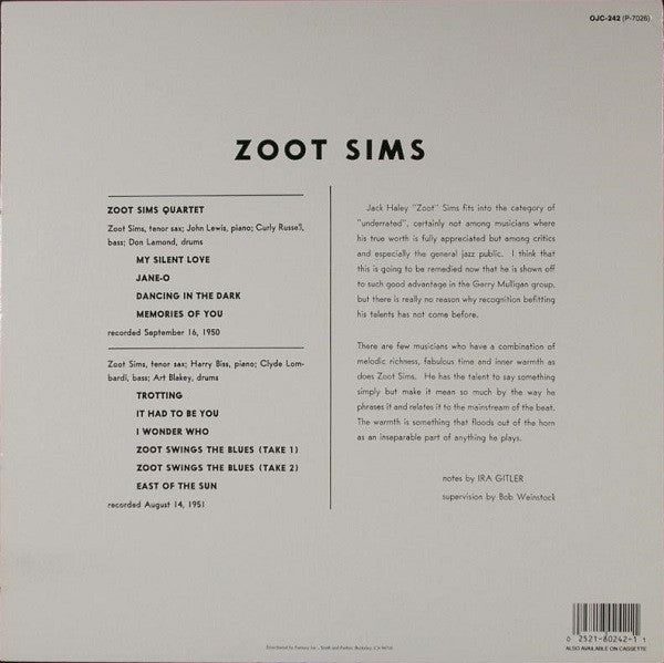 Zoot Sims - Quartets (LP, Album, RE)