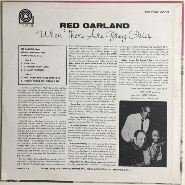 Red Garland - When There Are Grey Skies (LP, Album, Mono)