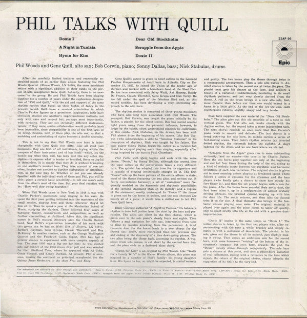 The Phil Woods Quartet - Phil Talks With Quill (The Phil Woods Quar...