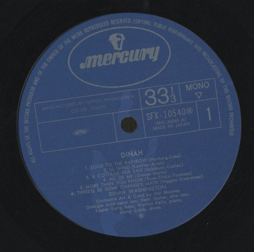 Dinah Washington - Dinah (LP, Album, Mono, RE)