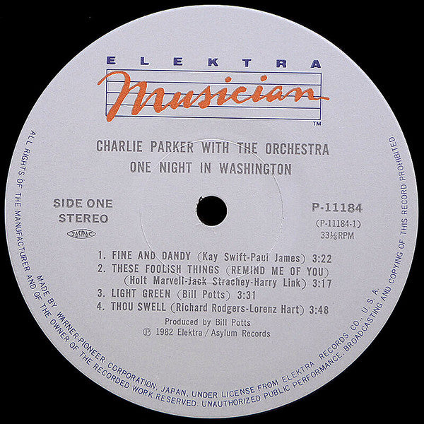 Charlie Parker - One Night In Washington(LP, Album)