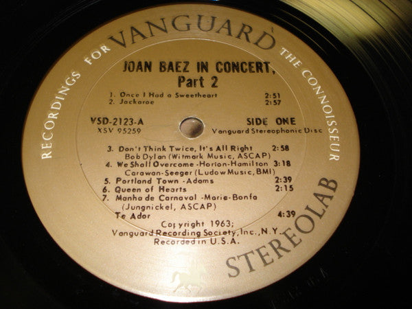 Joan Baez - In Concert Part 2 (LP, Album, Pit)
