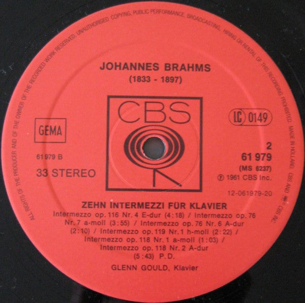 Johannes Brahms - Glenn Gould - Zehn Intermezzi Für Klavier (LP)