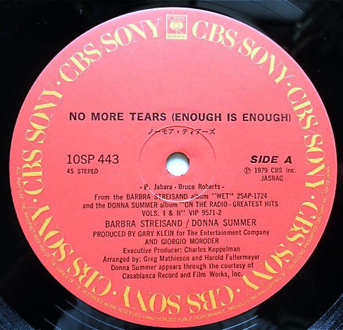 Barbra Streisand - No More Tears (Enough Is Enough)(12", Maxi)