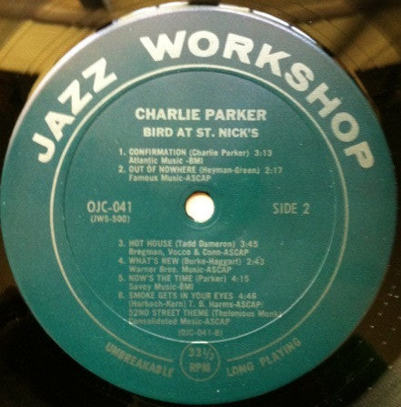 Charlie Parker - Bird At St. Nick's (LP, Album, RE)