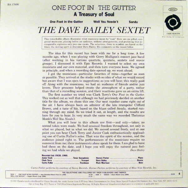 The Dave Bailey Sextet - One Foot In The Gutter: A Treasury Of Soul...