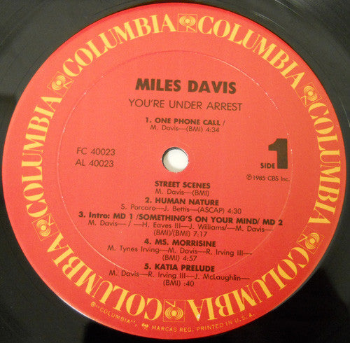 Miles Davis - You're Under Arrest (LP, Album, Gat)