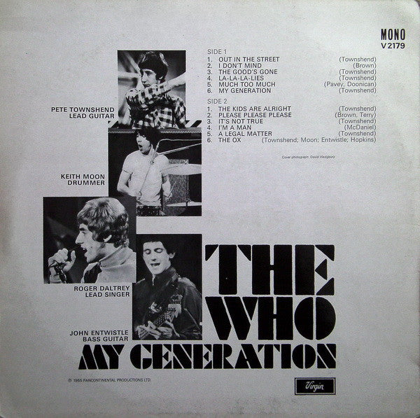 The Who - My Generation (LP, Album, Mono, RE, CBS)
