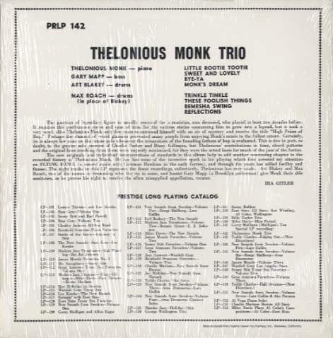 Thelonious Monk Trio - Thelonious (10"", RE)