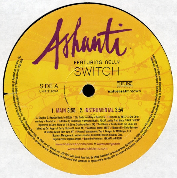 Ashanti Featuring Nelly - Switch (12"", Promo)