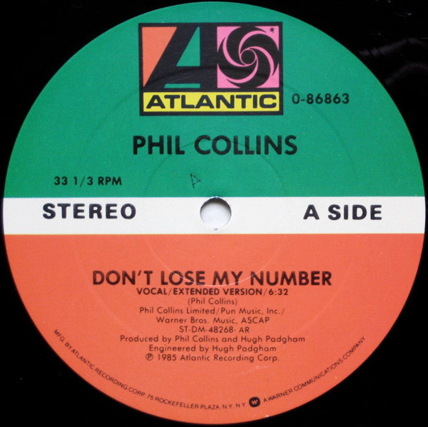 Phil Collins - Don't Lose My Number (Extended Version)(12", Single,...