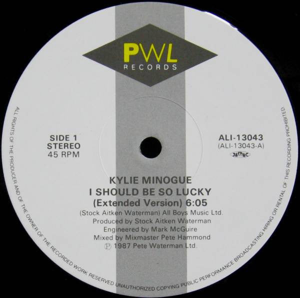 Kylie Minogue - I Should Be So Lucky (12"")