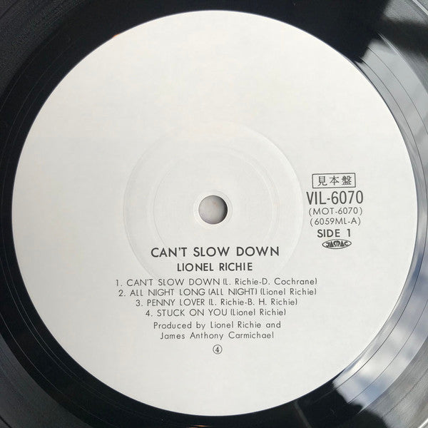 Lionel Richie - Can't Slow Down (LP, Album, Promo, Gat)