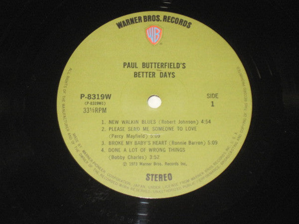 Paul Butterfield - Better Days (LP, Album, Gat)