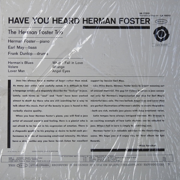The Herman Foster Trio - Have You Heard Herman Foster (LP, Album, RE)