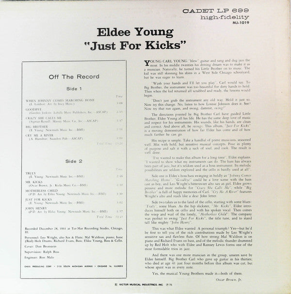 Eldee Young - Just For Kicks (LP, Album, RE)