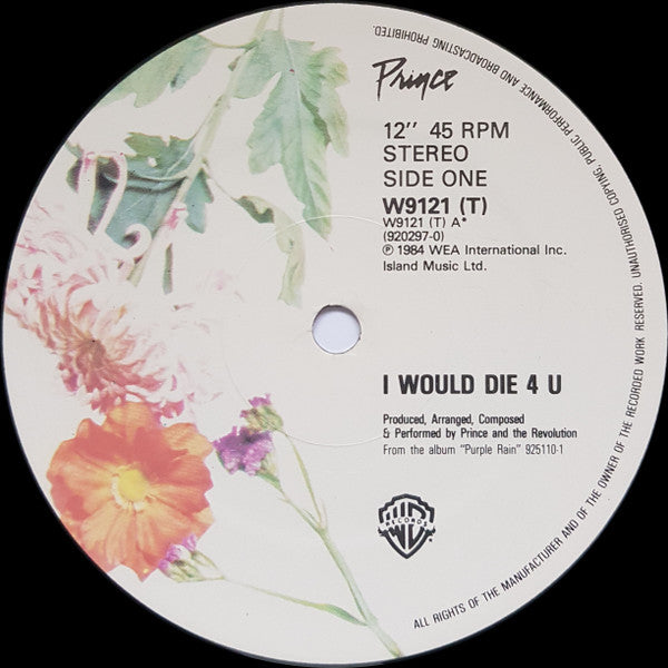 Prince And The Revolution - I Would Die 4 U (12"", Single, DAM)
