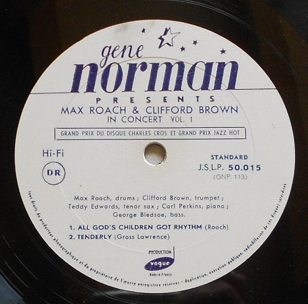 Max Roach & Clifford Brown - In Concert Vol. 1 (10"", Album)