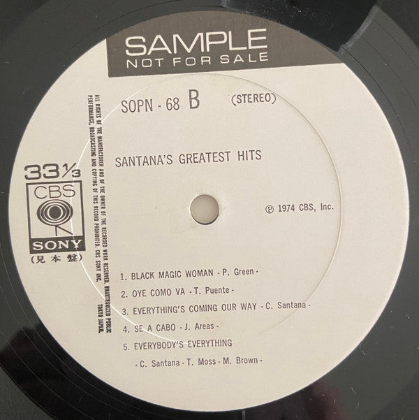 Santana - Santana's Greatest Hits (LP, Comp, Promo)