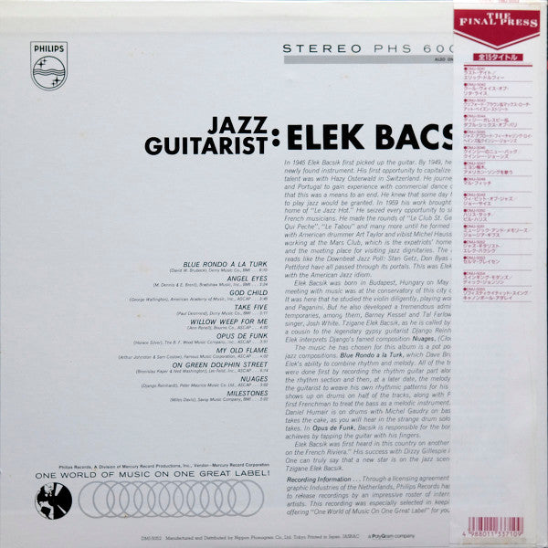 Elek Bacsik - The Electric Guitar Of The Eclectic Elek Bacsik(LP, A...