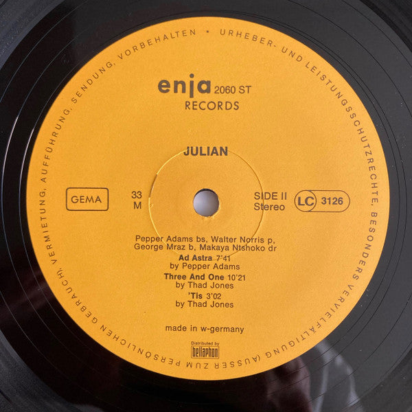 Pepper Adams - Julian(LP, Album, RE, Int)