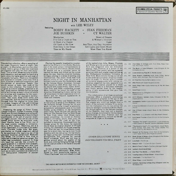 Lee Wiley - Night In Manhattan (LP, Mono, RE)