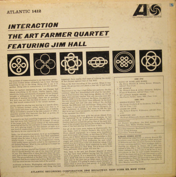 Art Farmer Quartet - Interaction(LP, Album, Mono)