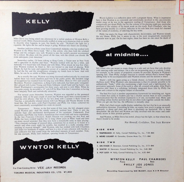 Wynton Kelly - Kelly At Midnite = ケリー・アット・ミドナイト(LP, Album, RE)