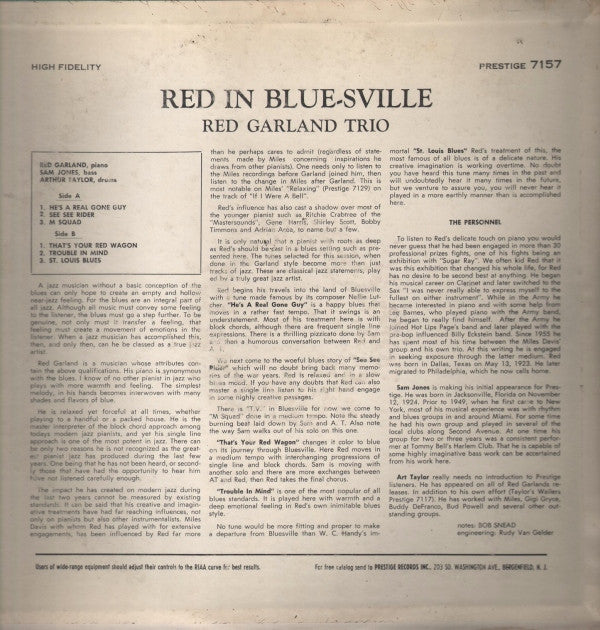Red Garland - Red In Bluesville (LP, Album, Mono)
