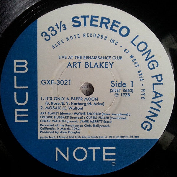 Art Blakey - Live At The Renaissance Club (LP, Album, Ltd)