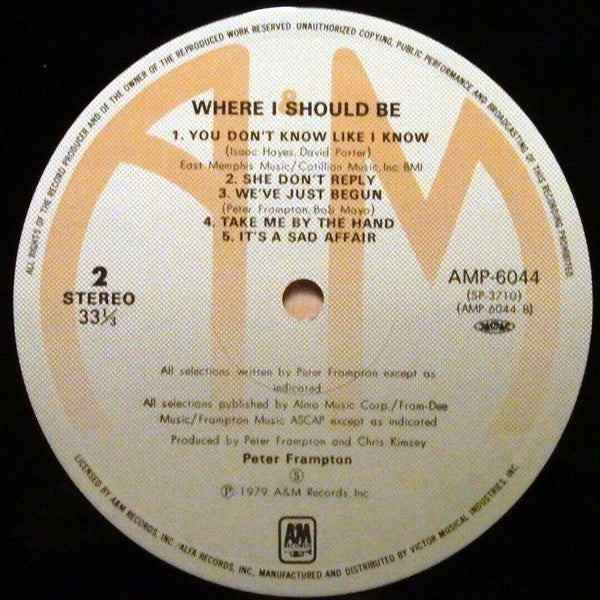 Peter Frampton - Where I Should Be (LP, Album)