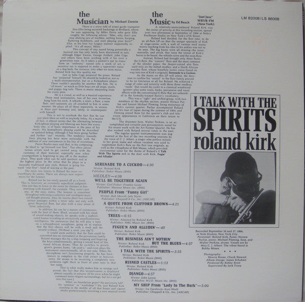 Roland Kirk - I Talk With The Spirits (LP, Album, RE)