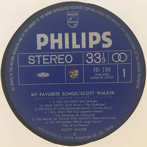 Scott Walker - My Favorite Songs (LP, Comp)