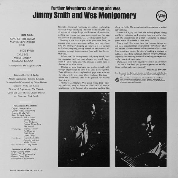 Jimmy Smith - Further Adventures Of Jimmy And Wes(LP, Album, RE)