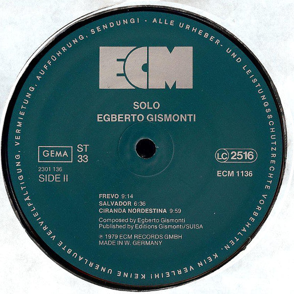 Egberto Gismonti - Solo (LP, Album)