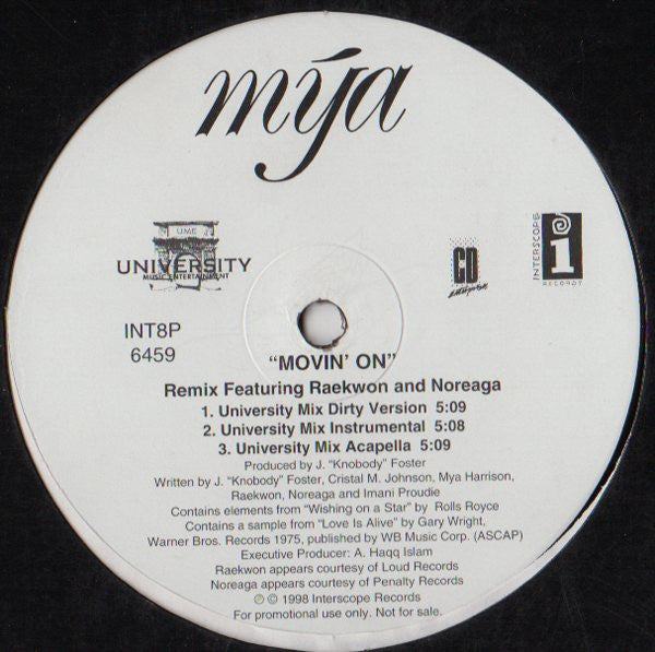 Mya - Movin On (Remix) (12"", Promo)