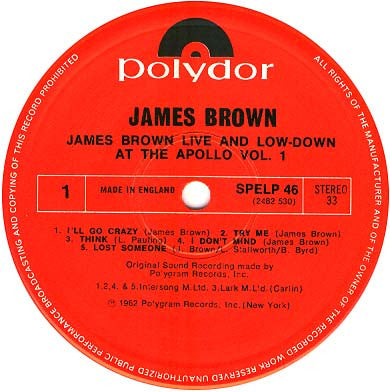 James Brown - James Brown At The Apollo Volume 1 (LP, Album, RE)