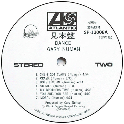 Gary Numan - Dance (LP, Album, Promo, Gat)