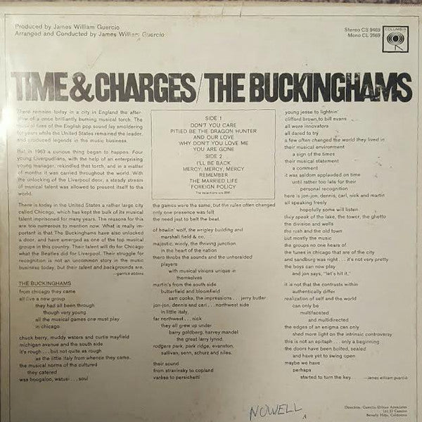 The Buckinghams - Time & Charges (LP, Album, Ter)