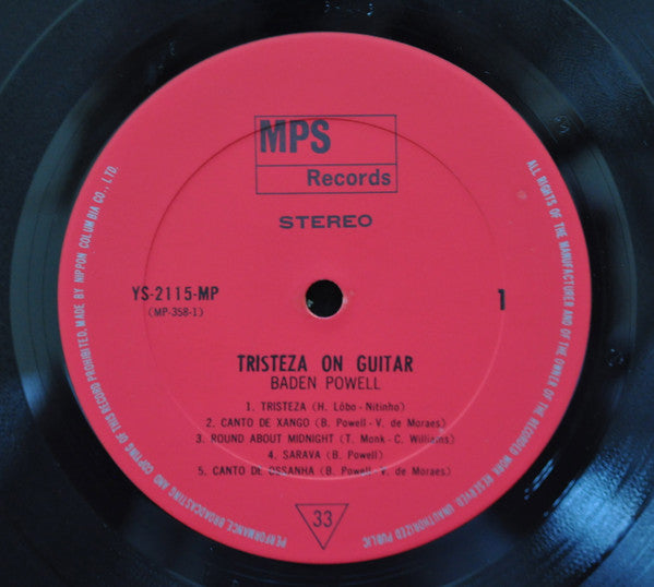 Baden Powell - Tristeza On Guitar (LP, Album, Gat)