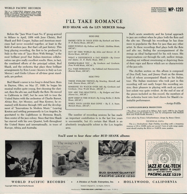 Bud Shank - I'll Take Romance(LP, Album, Mono, RE)