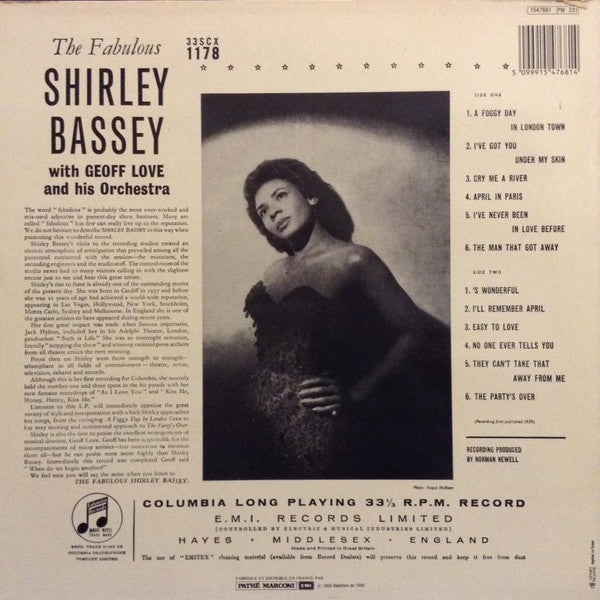 Shirley Bassey - The Fabulous Shirley Bassey (LP, Album, RE)
