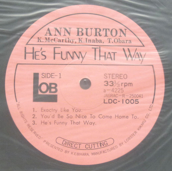Ann Burton - He's Funny That Way (LP, Album, Ltd)
