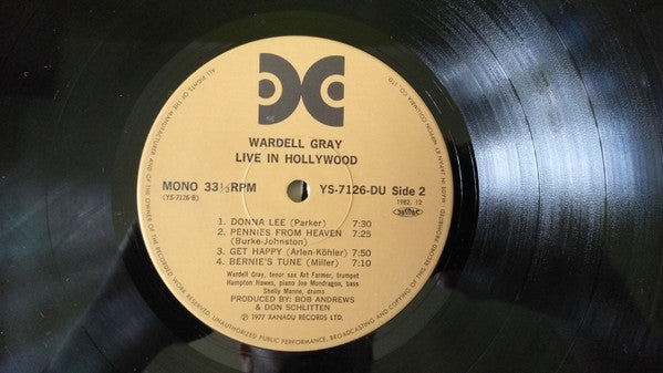 Wardell Gray - Live In Hollywood (LP, Album, Mono, RE, RM)