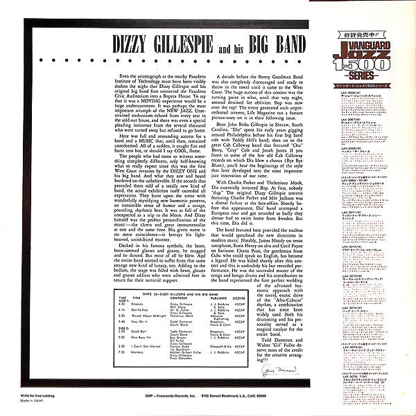 Dizzy Gillespie Big Band - In Concert (LP, Album, Mono, RE)