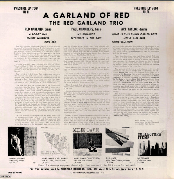The Red Garland Trio - A Garland Of Red (LP, Album, Mono, RE)