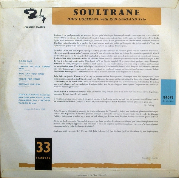 John Coltrane - Soultrane (LP, Album, Mono)