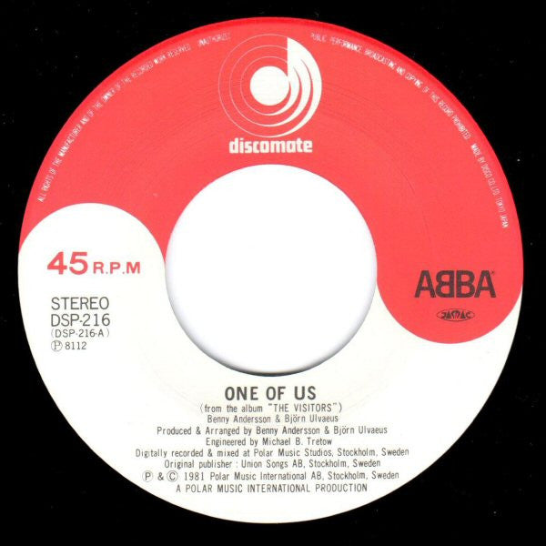 ABBA - One Of Us (7"", Single)