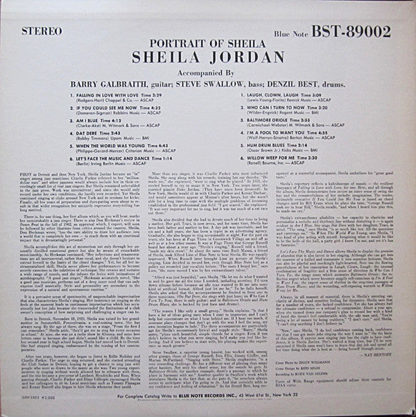 Sheila Jordan - Portrait Of Sheila (LP, Album, RE)